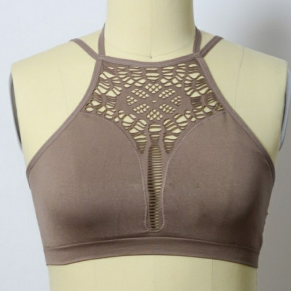Mocha Floral Seamless Bralette